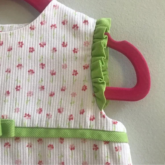 Luli & Me Green and White Floral Dress, Size 12 Months. - Picture 3 of 7